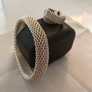 Tiffany & Co. Somerset Mesh Bangle & Earring Set